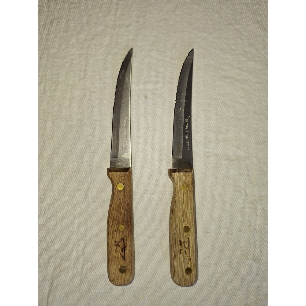 Lot Of 2 Barclays Forge Stainless Steel Steak Knifes‎ 4 1/2 Blade Wood Handle